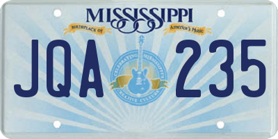 MS license plate JQA235
