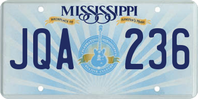 MS license plate JQA236