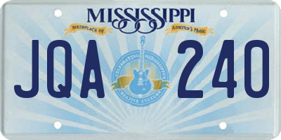 MS license plate JQA240
