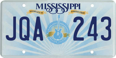 MS license plate JQA243