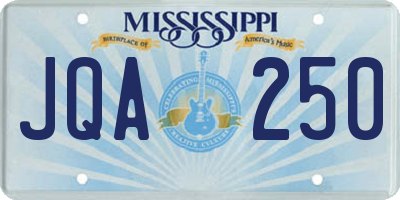 MS license plate JQA250