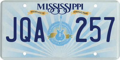 MS license plate JQA257