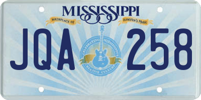 MS license plate JQA258