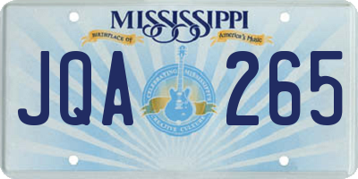 MS license plate JQA265