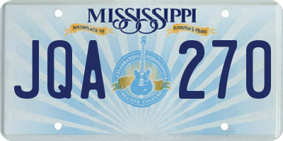 MS license plate JQA270