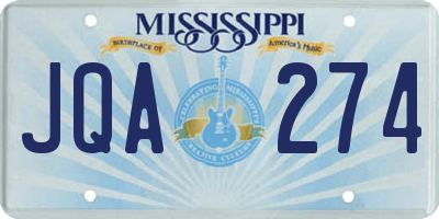 MS license plate JQA274