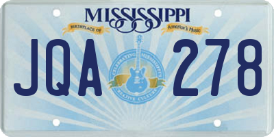 MS license plate JQA278