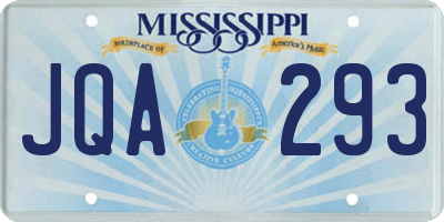 MS license plate JQA293