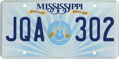 MS license plate JQA302