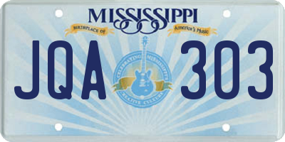 MS license plate JQA303