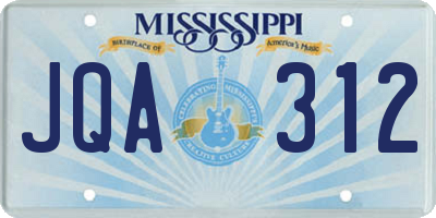 MS license plate JQA312