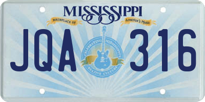 MS license plate JQA316