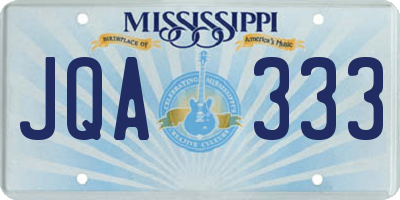 MS license plate JQA333