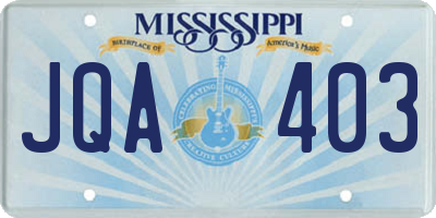 MS license plate JQA403