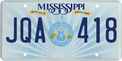 MS license plate JQA418