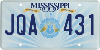 MS license plate JQA431
