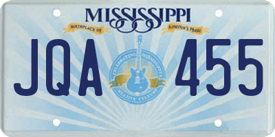 MS license plate JQA455