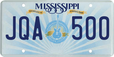 MS license plate JQA500