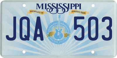 MS license plate JQA503