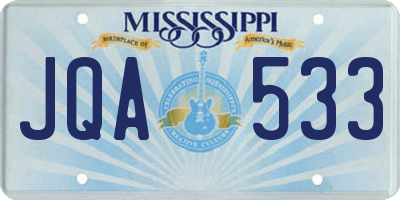 MS license plate JQA533