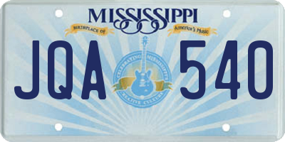 MS license plate JQA540