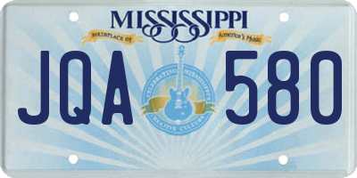 MS license plate JQA580