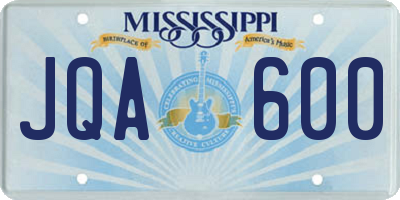 MS license plate JQA600