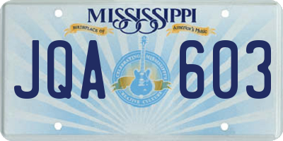 MS license plate JQA603