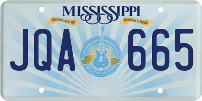 MS license plate JQA665