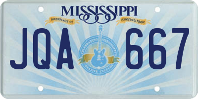 MS license plate JQA667