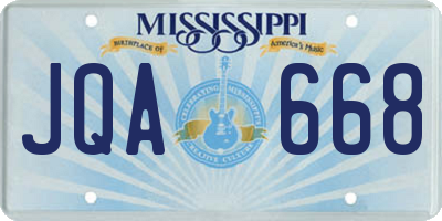 MS license plate JQA668