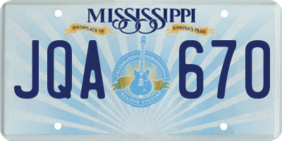MS license plate JQA670