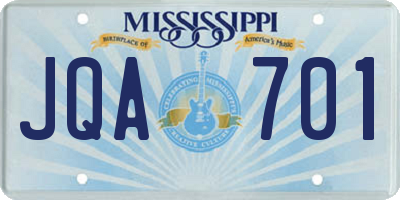 MS license plate JQA701