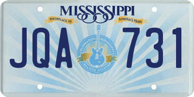 MS license plate JQA731