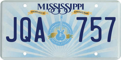 MS license plate JQA757