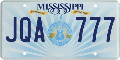 MS license plate JQA777
