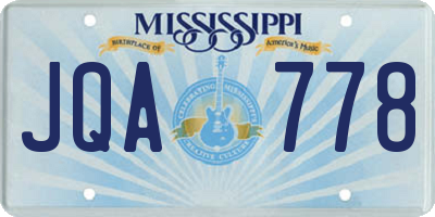 MS license plate JQA778