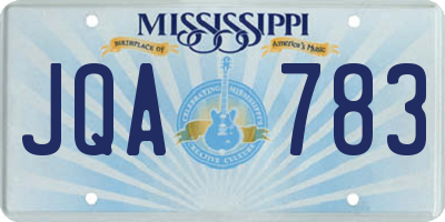 MS license plate JQA783