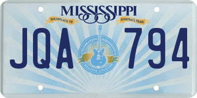 MS license plate JQA794