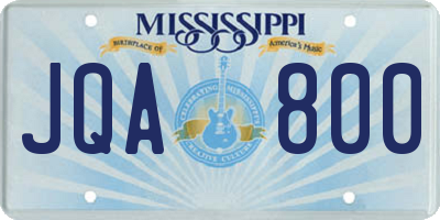MS license plate JQA800