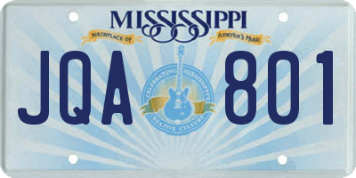 MS license plate JQA801