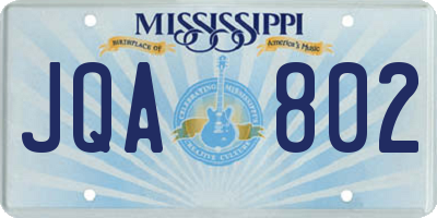 MS license plate JQA802