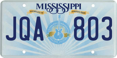 MS license plate JQA803