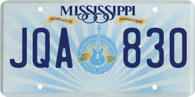 MS license plate JQA830
