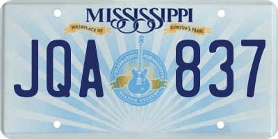 MS license plate JQA837