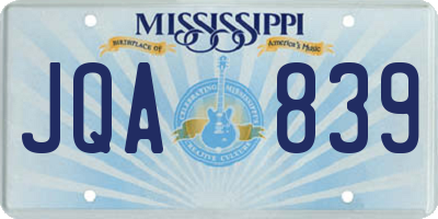 MS license plate JQA839