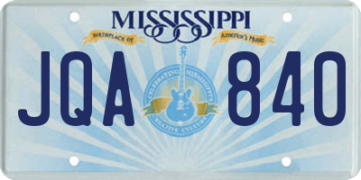 MS license plate JQA840