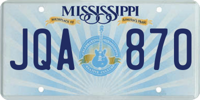 MS license plate JQA870