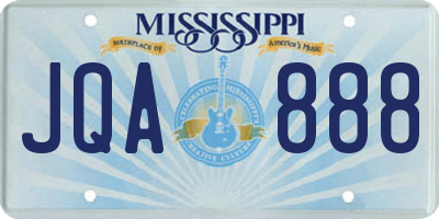 MS license plate JQA888
