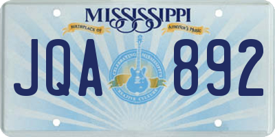 MS license plate JQA892